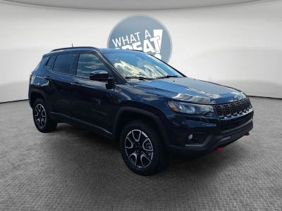 2026 Jeep Compass Trailhawk in Fathom Blue Pearl Coat — front three-quarter view