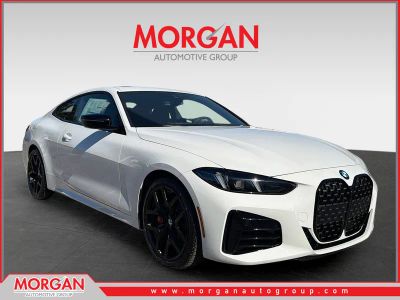 2026 BMW 4 Series 430i in Alpine White — front three-quarter view