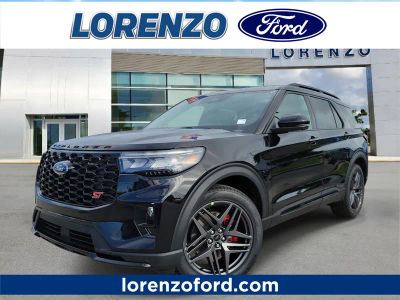 2026 Ford Explorer ST in Agate Black Metallic — front three-quarter view