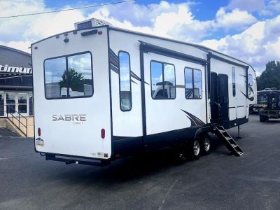 2023 Forest River Sabre — rear three-quarter view