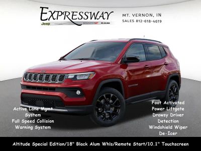 2026 Jeep Compass Latitude Altitude in Red Hot Pearl-Coat Exterior Paint — front three-quarter view