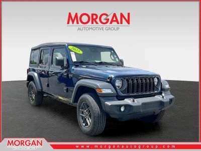 2025 Jeep Wrangler Sport S in Blue — front three-quarter view