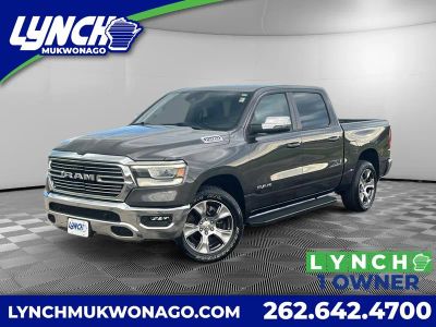 2023 RAM 1500 Laramie in Granite Crystal Metallic Clearcoat — front three-quarter view