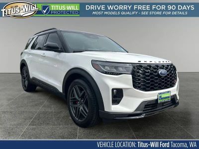2025 Ford Explorer ST in White Metallic — front three-quarter view