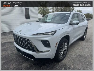 2026 Buick Enclave Avenir in Iridescent White Tricoat — front three-quarter view