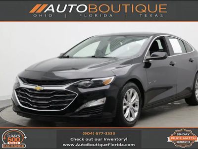 2021 Chevrolet Malibu LT in Mosaic Black Metallic — front three-quarter view