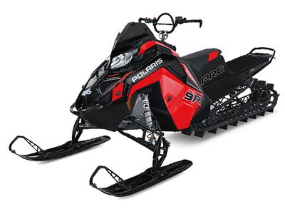 2026 Polaris Patriot 9R PRO RMK 165 SC S26TGM9BS in Indy Red / Gloss Black — front three-quarter view