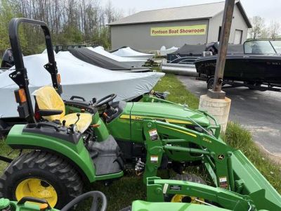 2026 John Deere 2038R with loader — front three-quarter view