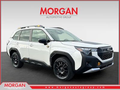 2026 Subaru Forester Wilderness in Crystal White Pearl — front three-quarter view