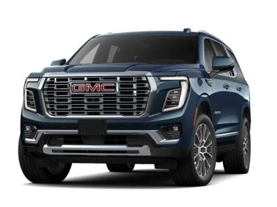 2026 GMC Yukon Denali in Downpour Metallic — front three-quarter view