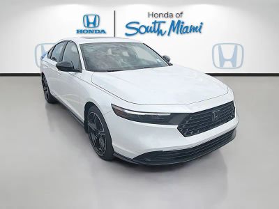 2026 Honda Accord Hybrid Sport in Platinum White Pearl — front three-quarter view