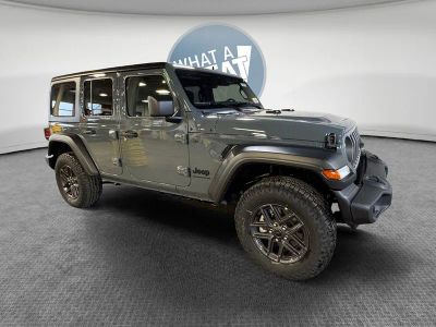 2026 Jeep Wrangler Sport S in Anvil Clear-Coat Exterior Paint — front three-quarter view