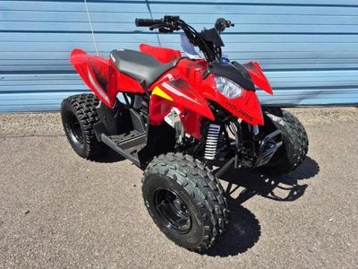 2026 Polaris Outlaw 110 EFI in INDY RED — front three-quarter view