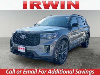 2026 Ford Explorer ST-Line in Gray — front three-quarter view