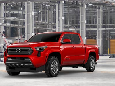 2026 Toyota Tacoma SR5 in Supersonic Red — front three-quarter view