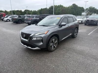 2023 Nissan Rogue Platinum in Gray — front three-quarter view