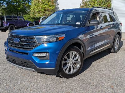 2020 Ford Explorer XLT in Blue — front three-quarter view