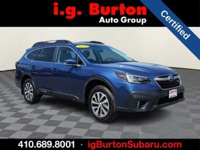 2021 Subaru Outback Premium in Abyss Blue Pearl — front three-quarter view