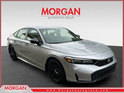 2026 Honda Civic Sedan Sport in Solar Silver Metallic — front three-quarter view