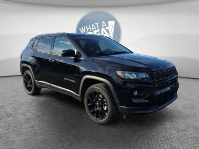 2026 Jeep Compass Latitude in Diamond Black Crystal Pearlcoat — front three-quarter view