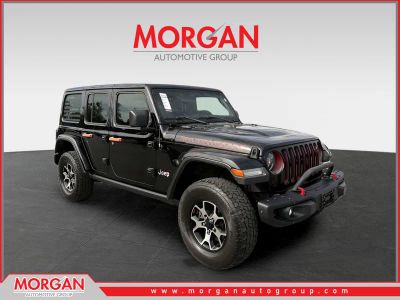 2021 Jeep Wrangler Unlimited Rubicon in Black — front three-quarter view