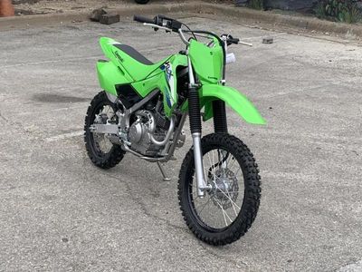 2026 Kawasaki KLX140R in LIME GREEN — front three-quarter view