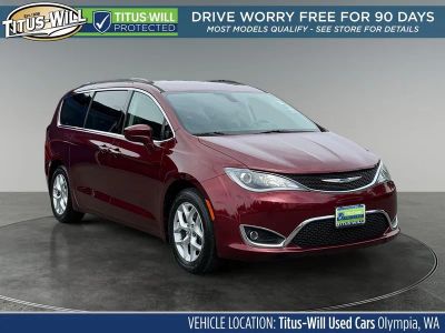 2018 Chrysler Pacifica Touring Plus in Velvet Red Pearlcoat — front three-quarter view