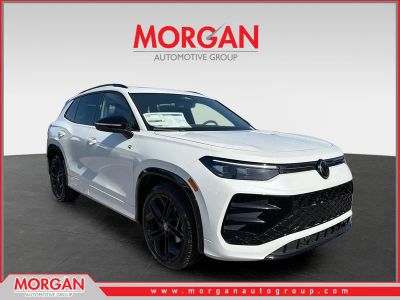 2026 Volkswagen Tiguan SE R-Line Black in White Pearl — front three-quarter view