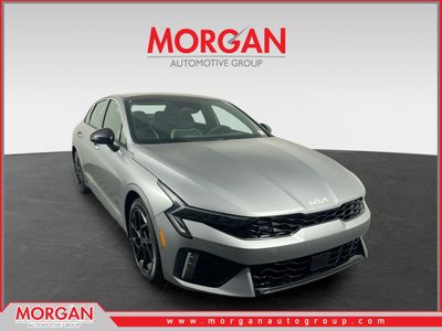 2026 Kia K5 GT-Line in Steel Matte Gray — front three-quarter view