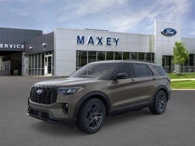 2026 Ford Explorer ST-Line in Marsh Gray — front three-quarter view