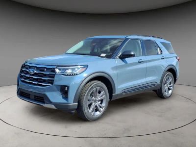 2026 Ford Explorer Active in Vapor Blue — front three-quarter view