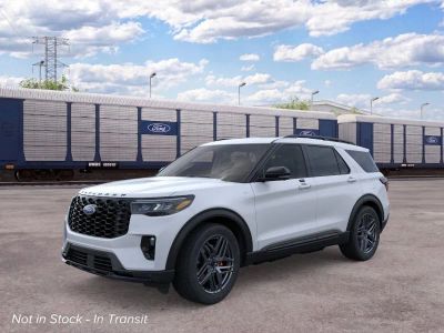 2026 Ford Explorer ST-Line in Space White Metallic — front three-quarter view