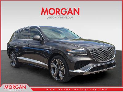 2025 Genesis GV80 2.5T Prestige in Makalu Gray — front three-quarter view