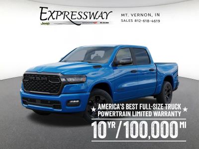 2026 RAM 1500 Big Horn 4x4 Crew Cab 5'7 Box in Hydro Blue Pearl-Coat Exterior Paint — front three-quarter view