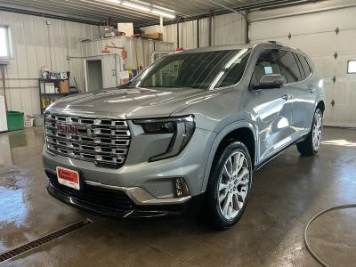2026 GMC Acadia Denali in Sterling Metallic — front three-quarter view