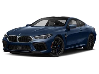 2020 BMW M8 Competition in Marina Bay Blue Metallic — front three-quarter view