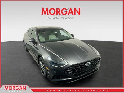 2021 Hyundai Sonata Limited in Portofino Gray — front three-quarter view