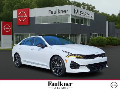 2023 Kia K5 GT DCT FWD in Glacial White Pearl — front three-quarter view