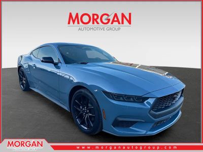 2025 Ford Mustang EcoBoost in Vapor Blue — front three-quarter view