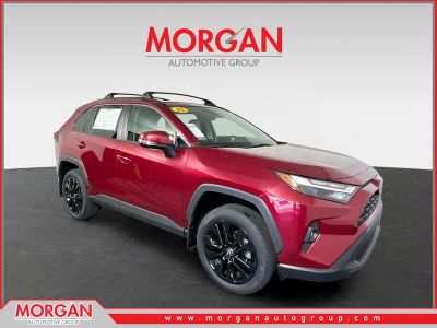 2025 Toyota RAV4 XLE Premium in Ruby Flare Pearl — front three-quarter view
