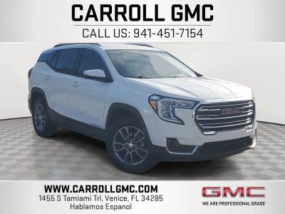 2024 GMC Terrain SLT in Summit White — front three-quarter view