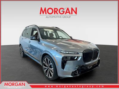 2026 BMW X7 M60i in Skyscraper Grey Metallic — front three-quarter view