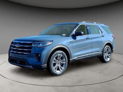 2026 Ford Explorer Active in Vapor Blue — front three-quarter view