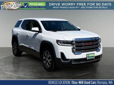 2022 GMC Acadia SLE in Summit White — front three-quarter view