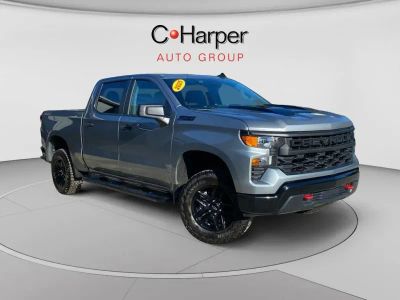 2025 Chevrolet Silverado 1500 Custom Trail Boss in Sterling Gray Metallic — front three-quarter view
