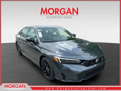 2026 Honda Civic Sedan Sport in Meteorite Gray Metallic — front three-quarter view