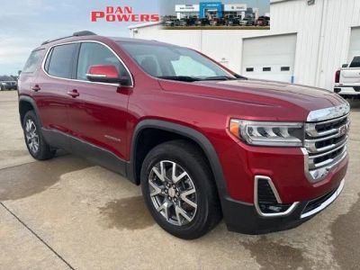 2023 GMC Acadia SLT in Volcanic Red Tintcoat — front three-quarter view