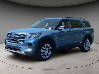 2026 Ford Explorer Active in Vapor Blue — front three-quarter view