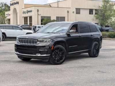 2021 Jeep Grand Cherokee L Summit in Black — front three-quarter view