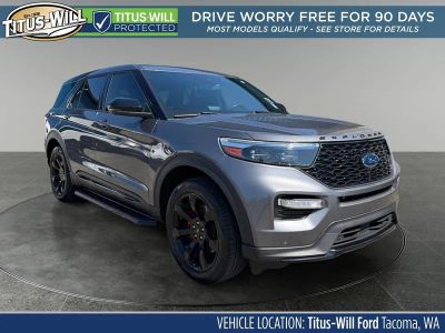 2021 Ford Explorer ST in Gray Metallic — front three-quarter view